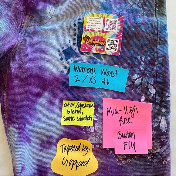 Levis Tie Dye Jeans Waist 26 Womens Size 2 XS Handmade Tie Dye Painted Purple - Picture 12 of 16
